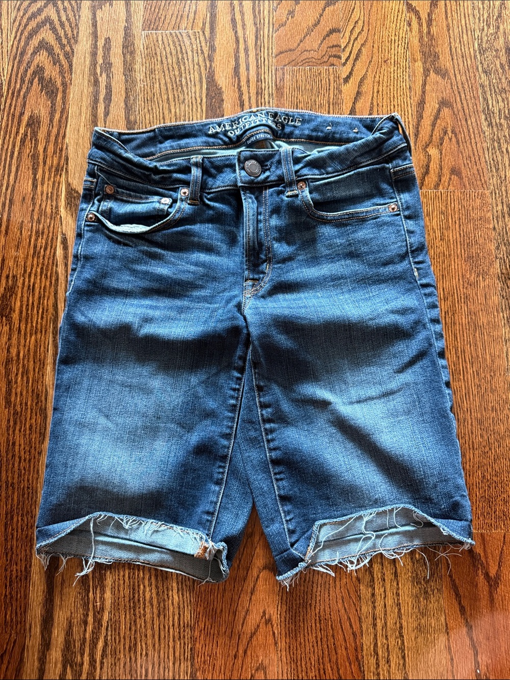 American Eagle Outfitters Blue Denim Frayed Hem Jean Shorts